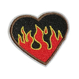 Flame & Heart Iron On Embroidery Patch