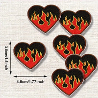 Flame & Heart Iron On Embroidery Patch